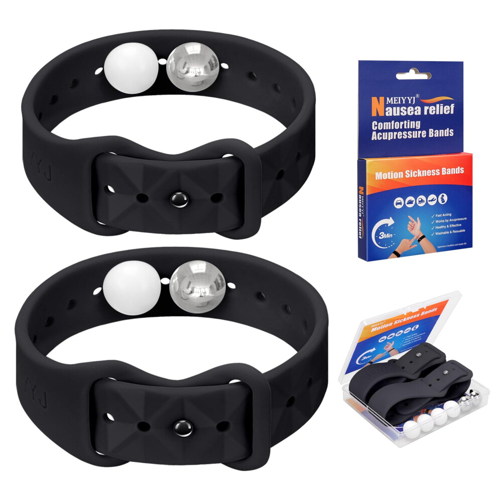 Meiyyj Travel Sickness Bands For Adults Adjustable Anti Sickness Wristbands Natural Nausea Relief Of Headaches,Insomnia,Anxiety,Sleep Aid, Morning Si