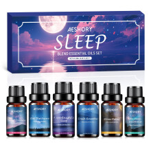 Aeshory 6 x 10ml Sleep Essential Oils Blend Set for Diffusers for Home, Natural Aromatherapy Oil - Fresh Breathe, Stress Relief, Stop the Snore, No M