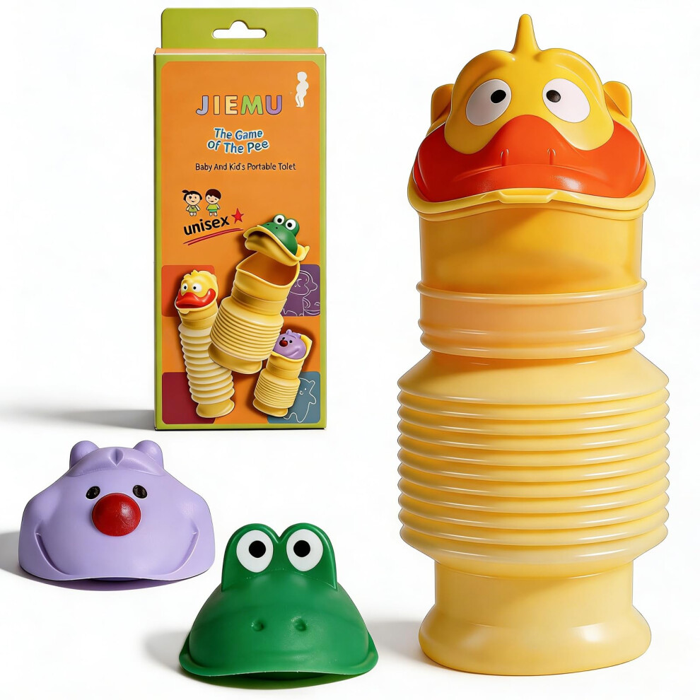 Topcloud Shrinkable Urinal, 420Ml Portable Mobile Toilet Potty Pee Urine Bottle With Two Cartoon Heads, Reusable Emergency Urinal For Kids Camping Ca 5001542437885