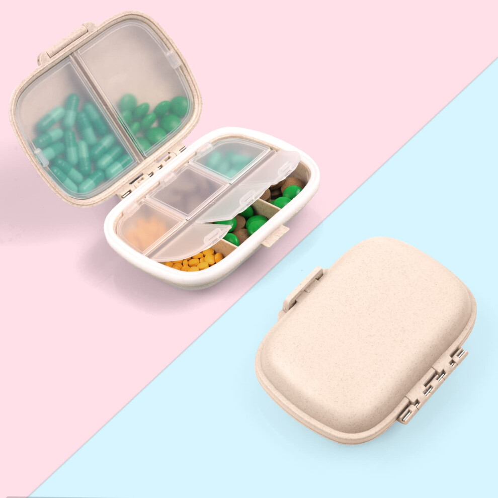 Acwoo Pill Box Organiser, 1Pcs Portable Medicine Storage Box With 8 Compartments, Pill Case Pill Dispenser To Hold Vitamins, Cod Liver Oil, Supplemen