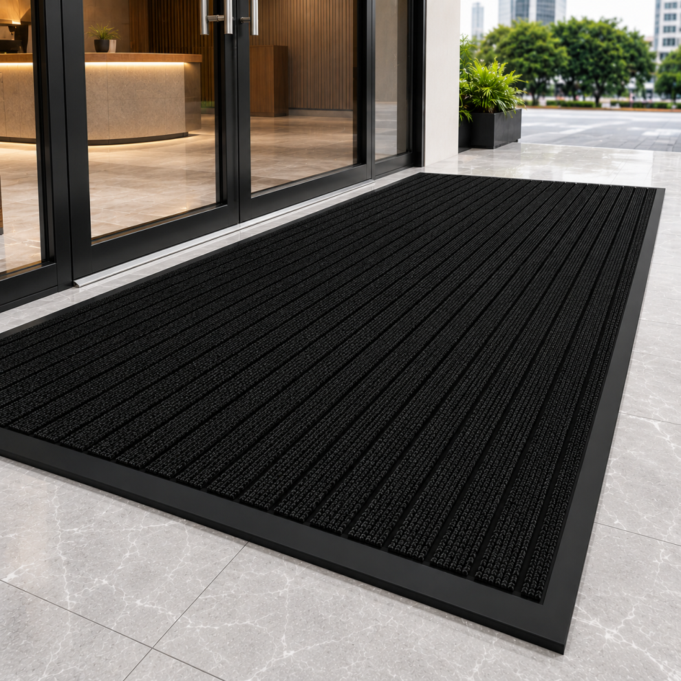 Imperial Rooms (50X80cm-Medium Door Mat/Rug, Black) Heavy Duty Pvc Rubber Mats Extra Large Small Hall Entrance Rugs