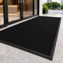 (80x300cm-Runner Mat/Rug, Black) Heavy Duty PVC Rubber Mats Extra Large Small Hall Entrance Rugs