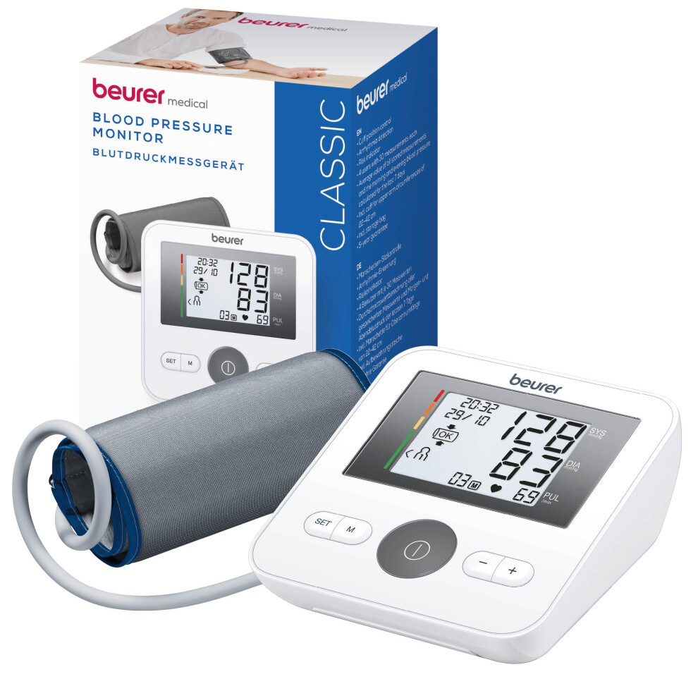 Beurer Bm 27 Upper Arm Blood Pressure Monitor With Cuff Fit Control, Clinically Validated, Cuff For 22-42 Cm, Risk Indicator, Arrhythmia Detection, D