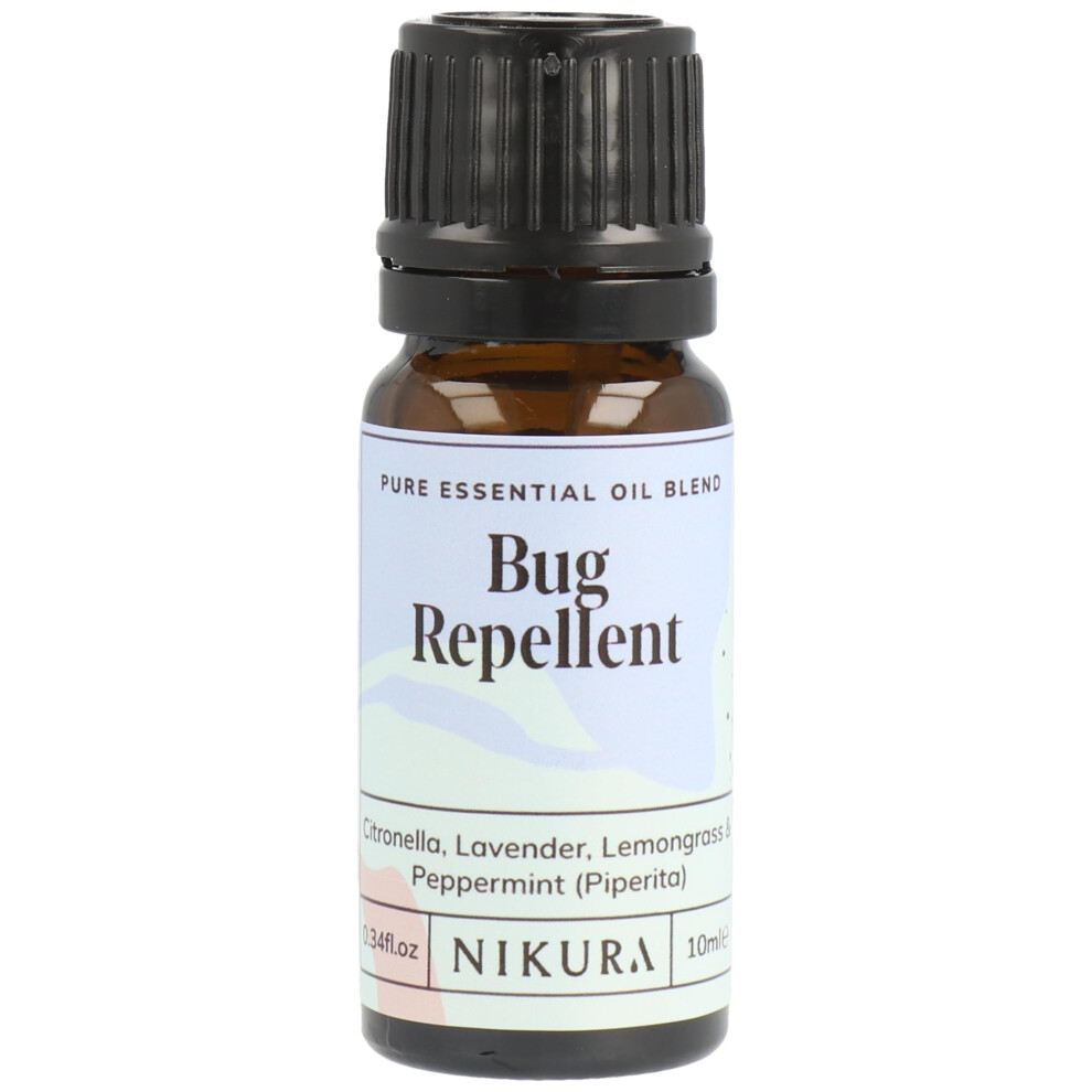 Nikura Insect Bug Repellent Essential Oil Blend - 10Ml | Made From Citronella, Lavender, Lemongrass & Peppermint | Perfect For Aromatherapy, Diffuser