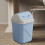 Swing Top Trash Can Blue Plastic Kitchen Bathroom 2