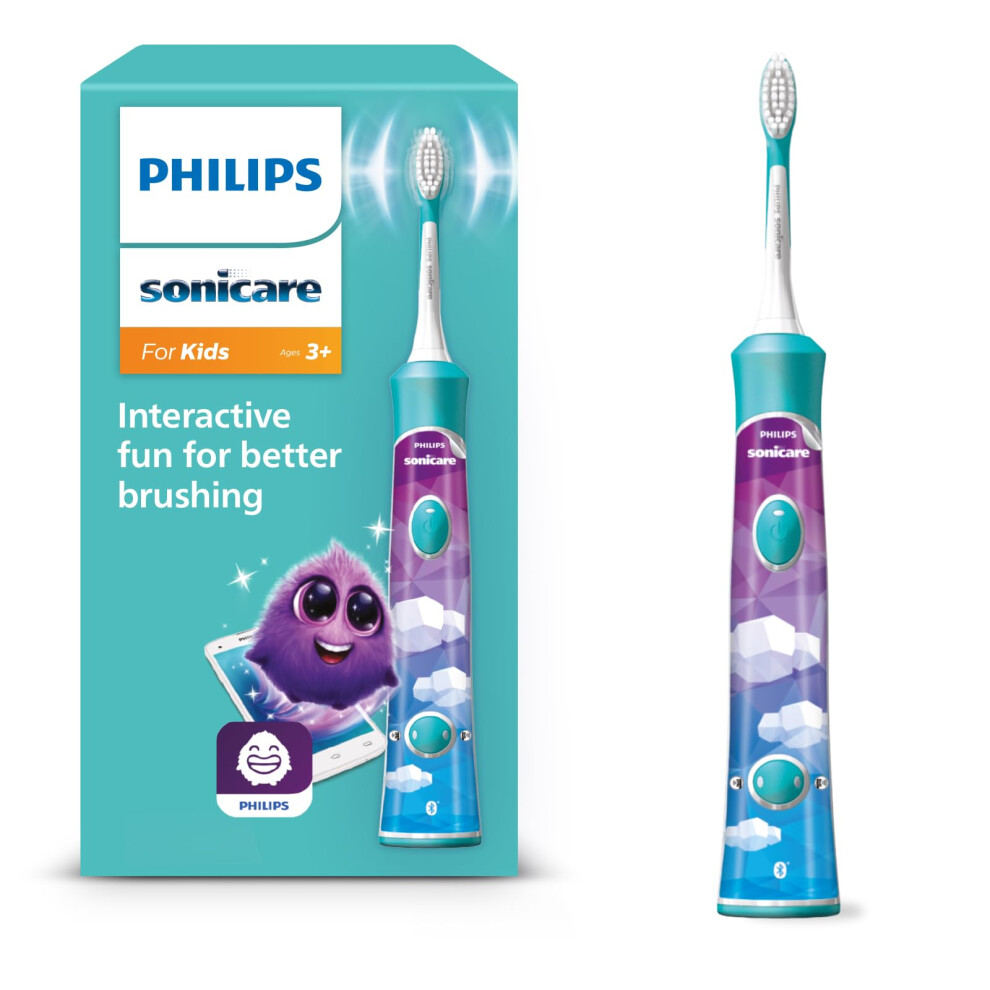 Philips Turquoise Sonicare For Kids, Sonic Electric Toothbrush With App, For Kids Aged 3+, With Smartimer And Quadpacer For A Thorough Clean, Model
