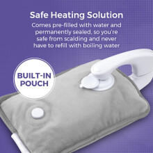 Carmen Rechargeable Hot Water Bottle, Soft Touch Fleece Cover, Hand Warmer, Automatic Temperature Control, Grey, H x 17cm W x 24cm, C85043GRY