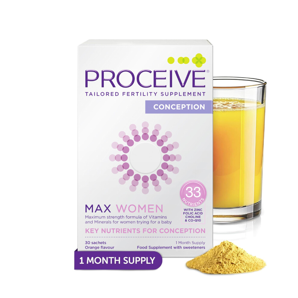 Proceive Max Women - Fertility Supplement For Conception - Pregnancy Vitamins For Women Trying To Conceive - Zinc, Folic Acid, Vitamin D - 30 Sachet
