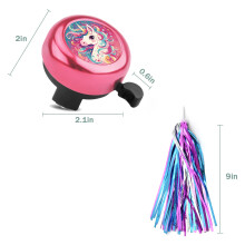 Kids Bike Bell with 2 Pcs Bike Streamers for Girls, Cute Children's Bicycle Accessories (Pink Unicorn Bell+Tassels)