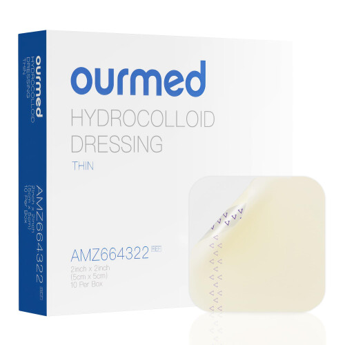 Ourmed Hydrocolloid Dressing 5cm x 5cm, Extra Thin Waterproof Wound