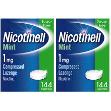 Nicotinell Mint Lozenge 1mg (144 Lozenges), Stop Smoking Aid, Sugar Free Nicotine Lozenges, Fresh Mint Flavour, 1mg Regular Strength for Light Smoker