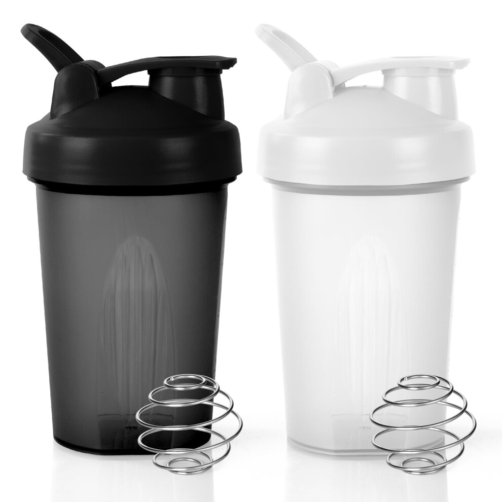 Acwoo Protein Shaker Bottle With Stainless Steel Mixing Ball 500Ml, 2Pcs Protein & Supplement Shaker Bottle, Bpa Free Protein Shake Bottle, Leak Proo