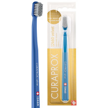 Curaprox CS 12460 Velvet Soft Toothbrush - Sensitive Gum Care | Ultra-Gentle Cleaning with 12,460 Filaments | Single Pack, Royal Blue-Grey