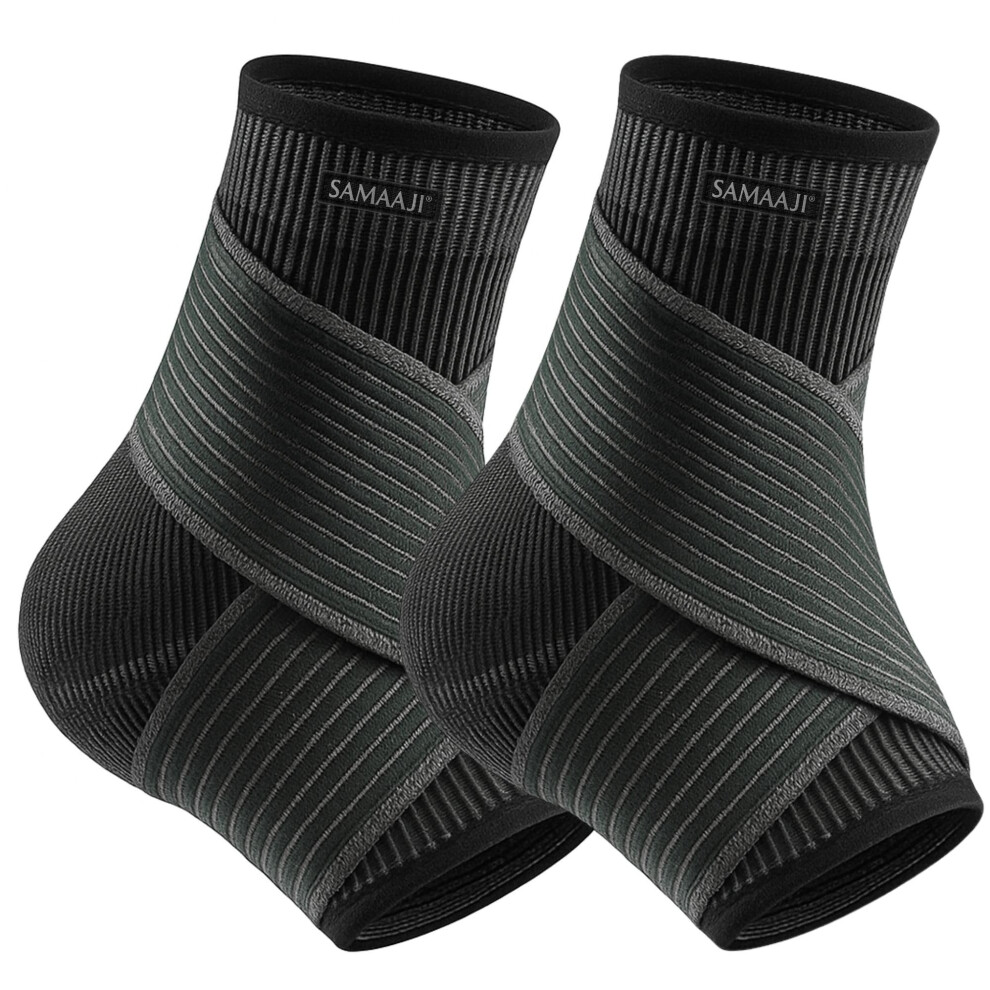 Samaaji Adjustable Ankle Support For Ligament Damage | Ankle Brace With Adjustable Strap For Compression | Achilles Tendonitis & Plantar Fasciitis Support |
