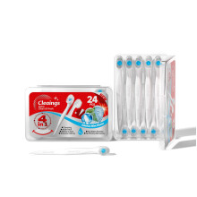 cleaings Disposable Travel Toothbrush 24 Count, 4-in-1 Mini Toothbrush with Toothpaste, No Water Needed with Built-in Flavor Beads & Tongue Cleaner &