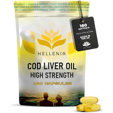 Cod Liver Oil Capsules High Strength 1000mg - 180 Capsules | UK Made Fish Oils - 6 Month Supply | Rich Source of Omega 3 Essential Fatty Acids | High