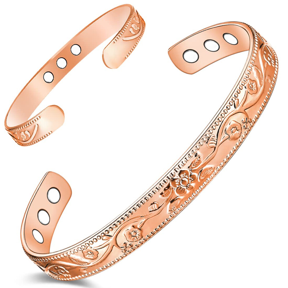 Cigmag 9X Lymphatic Drainage Copper Bracelet For Women Ultra Strength Magnet Solid Pure Copper Magnetic Bracelet Adjustable Cuff Bangle With Present