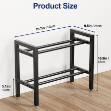Dumbbell Rack 2-Tier 19 Inch Adjustable 250LB Capacity Weight Rack For Kettlebell Home Gym Dumbbells (Rack Only)