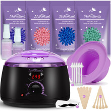 Waxing Kit -Digital Warmer Machine for Hair Removal with 4 Packs of Hard Beads & Silicone Wax Pot for Full Body, Legs, Face, Eyebrows, Bikini, Brazil