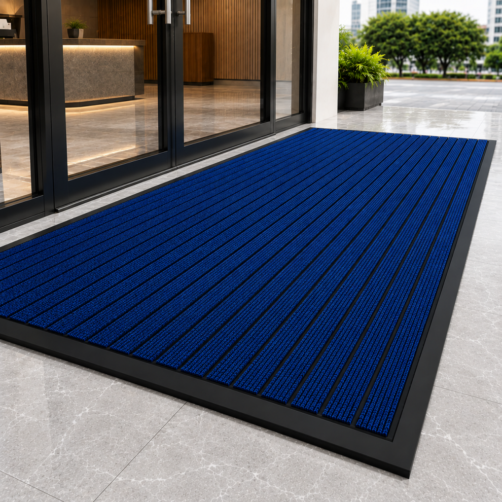 Imperial Rooms (50X80cm-Medium Door Mat/Rug, Blue) Heavy Duty Pvc Rubber Mats Extra Large Small Hall Entrance Rugs
