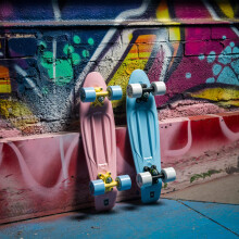Xootz 22 Inch PP Cruiser Pastel Pink - Kids Mini Skateboard with PP Deck, Beginner Friendly, Compact Skateboard