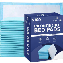 Bazaar 100 x Disposable Incontinence Bed Pads 90 x 60cm – Highly Absorbent Waterproof Bed Sheets for Adults, Elderly, Children & Babies – Bed Wett