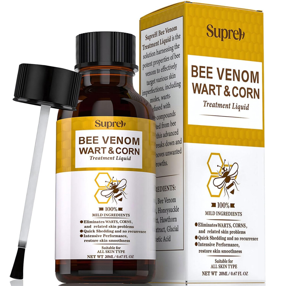 Supreh Fast-Acting Bee Venom Wart Remover: Verruca Treatment And Corn Remover For Feet - Wart Removal For Plantar Wart And Common Wart