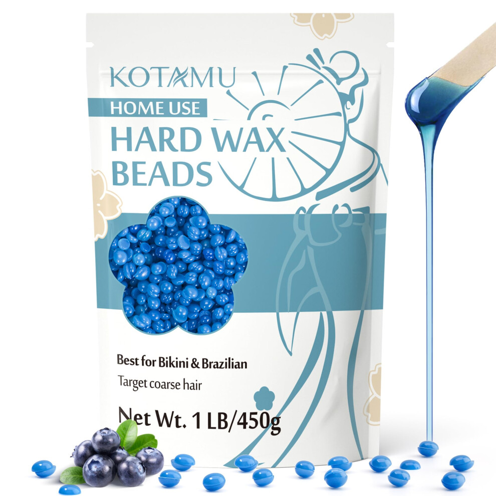 Kotamu Wax Beads 450G Waxing Beads For Sensitive Skin Blue Hard Stripless Wax Fo
