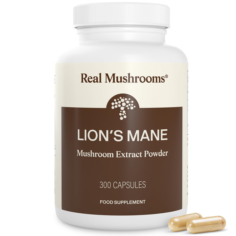 Real Mushrooms LionâS Mane Capsules - Organic Lions Mane Mushroom Extract For Co