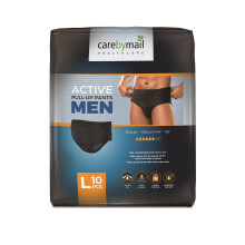 CarebyMail Men Active Fit Incontinence Pants - Black - Protective Disposable Incontinence Pull Up Pants for Bladder Weakness | High Absorbency, Odour