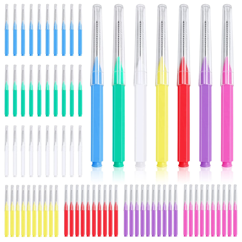 Obidodi 70 Pieces Interdental Brushes, Toothpicks Tooth Flossing Head, Dental Floss Stick Oral Dental Hygiene Brush, Mini Teeth Cleaner Cleaning Gaps