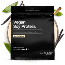 Protein Works | Vegan Soy Protein - Black Innovation, Premium Soy Protein Isolate, Low Fat, No Added Sugar, 27g Protein, 100% Plant-Based Nutrition,