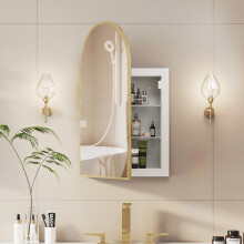 42x68 Arch Bathroom Mirror Cabinet,Metal Framed