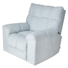 Light Blue Chenille 270° Swivel Rocker Power Recliner Chair 102x95x105cm, 135° Reclining Sofa with UK Plug, Ergonomic Fabric Single Armchair