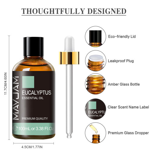 MAYJAM Eucalyptus Essential Oils 100ML, Eucalyptus Oil for Diffuser, Humidifier, DIY, Home, Office 2