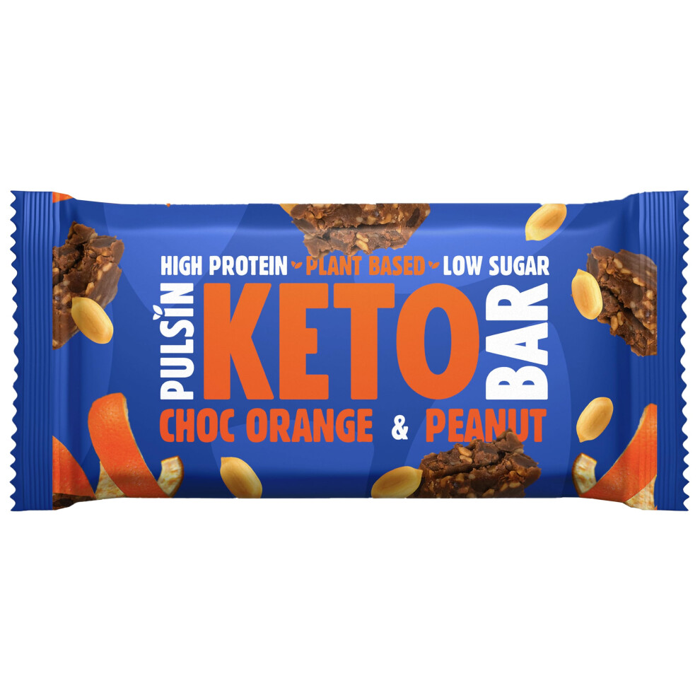 Pulsin Orange - Keto Protein Bars - Choc Chip - 50G X18 - 12.7G Protein, 9.3G Fibre, 8.5G Carbs Per Serving - Gluten, Palm Oil & Dairy Free