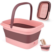 DEANIC Foot Spa, Foot Bath with Massager, Collapsible Pedicure Bowl with Carry Handle, Footspa for Women and Men, Foot Soak Bowl (Pink)