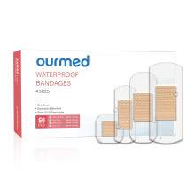 Ourmed Waterproof Plasters - Holds up to 48 Hours, Clear Adhesive Plasters Stays on Skin in The Bath, Shower or Pool, First-Aid Wound Care, Fingers,