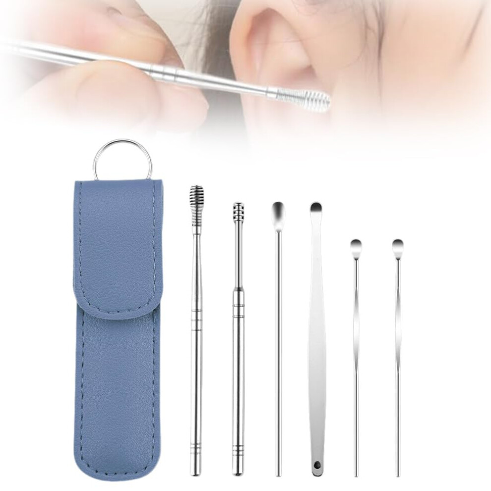 Clrzol Ear Cleaner, Ear Cleaning Tool Set, Ear Cleaning Kit, Portable Spiral Earwax Cleaner Tool Set (Blue)