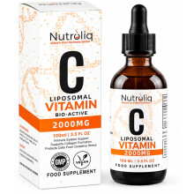Nutroliq Liposomal Vitamin C Liquid Drops - 100ml Vegan Supplements for Men & Women's Health - Helps Boost Immune System - Quick-Absorbing, 2000mg Pe