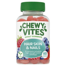 Chewy Vites Adult Hair Skin and Nails, 60 Biotin Gummies, High-Strength Biotin 5000mcg, 2 Months Supply, Real Fruit Juice, Vegan - Packaging May Vary
