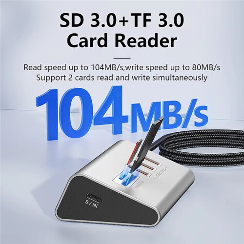 USB3.2 10Gbps 5  HUB with TF/ Card Reader USB-C & USB-A  USB Hub Type C Splitter for  Expansion Dock 2