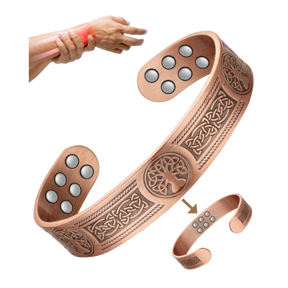 Jeracol Copper Bracelet For Men Women,18Pcs Strength Magnets Copper Magnetic Bracelets, Brazaletes Jewelry With Gift Box