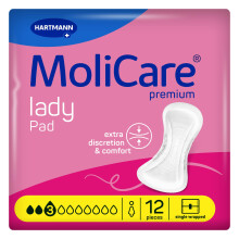 MoliCare Premium Lady Pad 3 Drops | Discreet Incontinence Pads for Bladder Weakness | Odour Neutraliser | Leakage Prevention | 12 Pads
