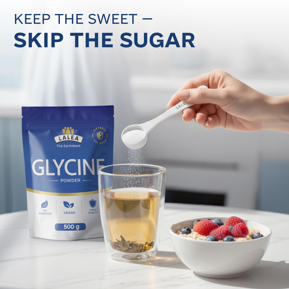 Lalea Pure Glycine Powder 500G Â 100% Pure L-Glycine Amino Acid Supplement Â Vegan, No Additives, Highly Soluble Â Supports Sleep, Muscle Recove
