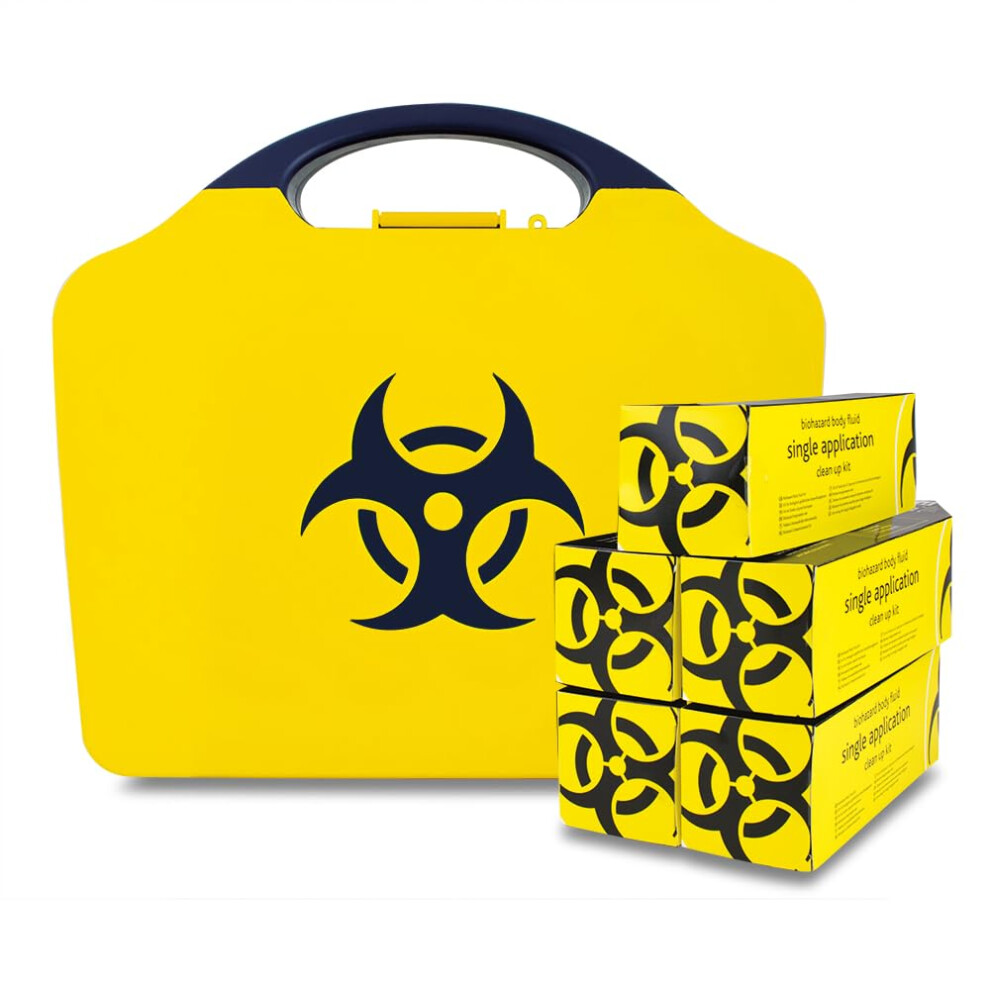 Reliance Medical Black/Yellow - Biohazard Body Fluid Clean-Up Kit For The Treatment Of Infectious Micro-Organisms - 5 Single Application Packs- Wall