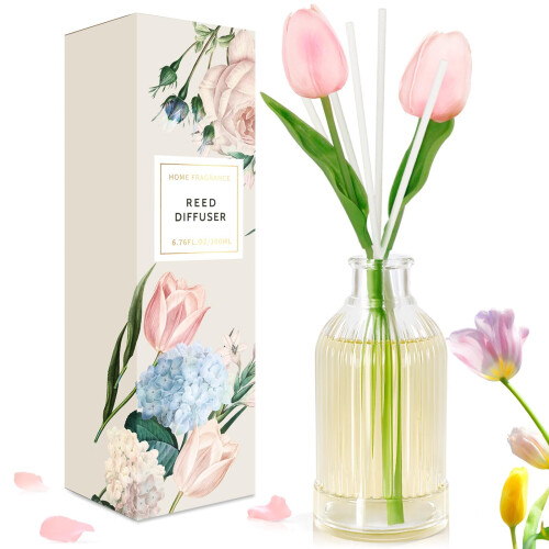 Scent-Hi Reed Diffuser 200ml Fragrance Reed Diffusers, Aromatherapy Diffuser Set with 6 Fiber Sticks, Long Lasting Home Indoor Fragrance Reed Diffuse