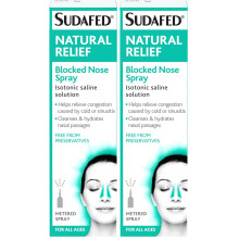 Sudafed Natural Relief Blocked Nose Spray, Cleanses and Hydrates The Nasal Passage, a Natural Congestion Relief from Cold or Sinustis, No Preservativ