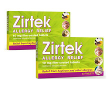 Zirtek Allergy Relief Cetirizine Antihistamine Tablets | 60 Allergy Tablets 10mg | Hayfever Tablets | 24 Hour Allergy Relief for Hayfever, Dust, Pets
