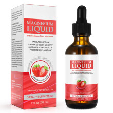Magnesium Glycinate Liquid Drops Liquid Magnesium Complex with Glycinate,Taurate,Cellulose Fiber,Bromelain,Vitamin B6,C,D and Zinc, Strawberry Flavor
